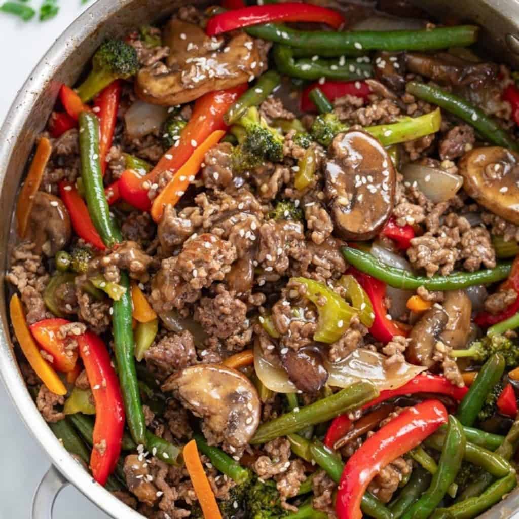 Recipes for families Ground Beef Veggies Stir Fry